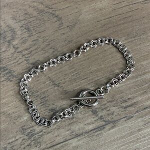 Silver Tone Chain Bracelet with Toggle Clasp